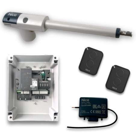 Kit Batiente NICE TOO 3000, para 1 hoja, capacidad 3 mts y 300 kgs, 230VAC, 24 ciclos/hora, conexión a cerradura eléctrica, desa