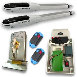 kit Centurion Vantage 400 Smart doble, con electrocerradura, batiente electromecánico 2 hojas, capacidad 250kg, 4 mts, 250 ciclo
