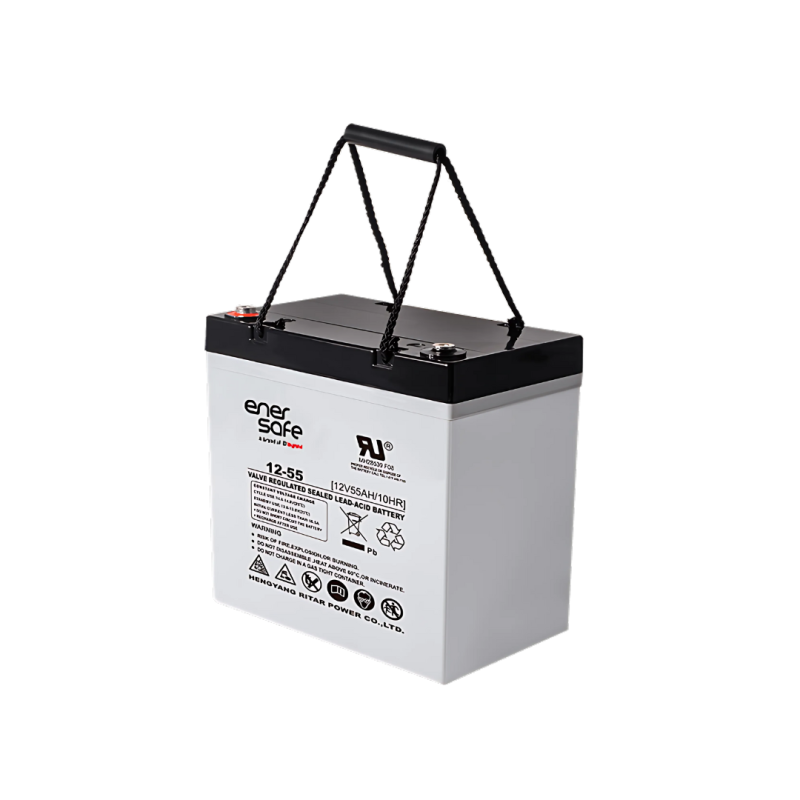 Batería UPS Enersafe 12V/55Ah · respaldo energético · CCTV · networking Solutimp