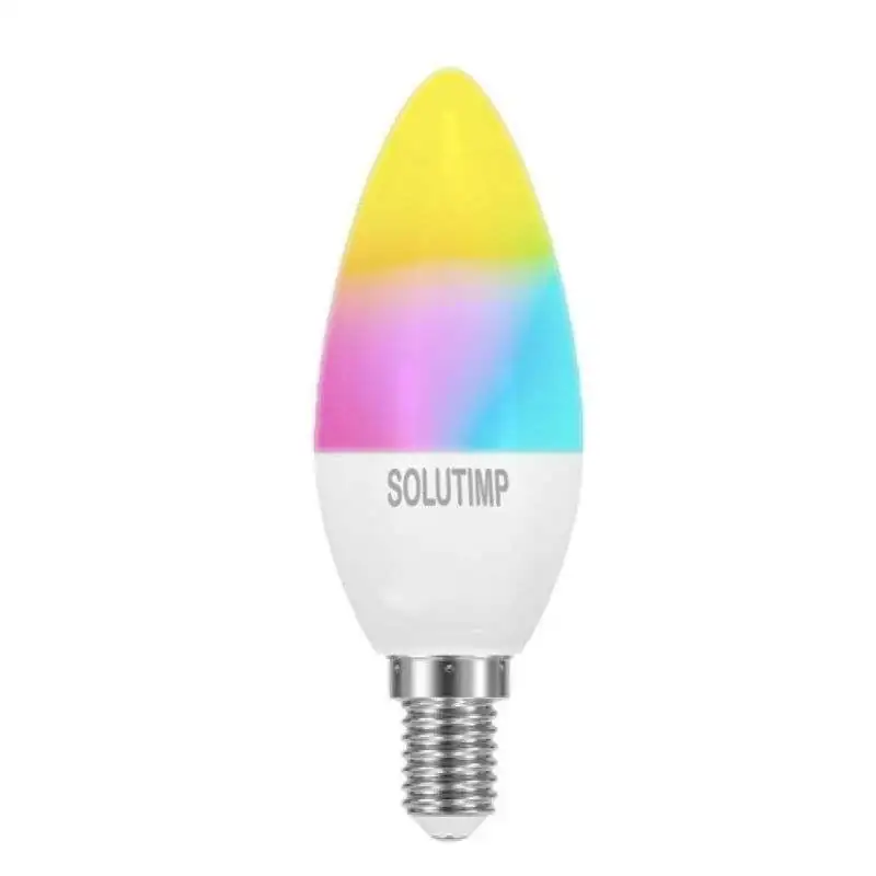 Ampolleta LED WIFI RGB soquete E14. Connexion wifi 2,4 Ghz. Potencia 5,5W LED equivalente a 60 watts. Funciones Color Frio, Cáli Ampolleta LED WIFI RGB soquete E14. Connexion wifi 2,4 Ghz. Potencia 5,5W LED equivalente a 60 watts. Funciones Color Frio, Cáli